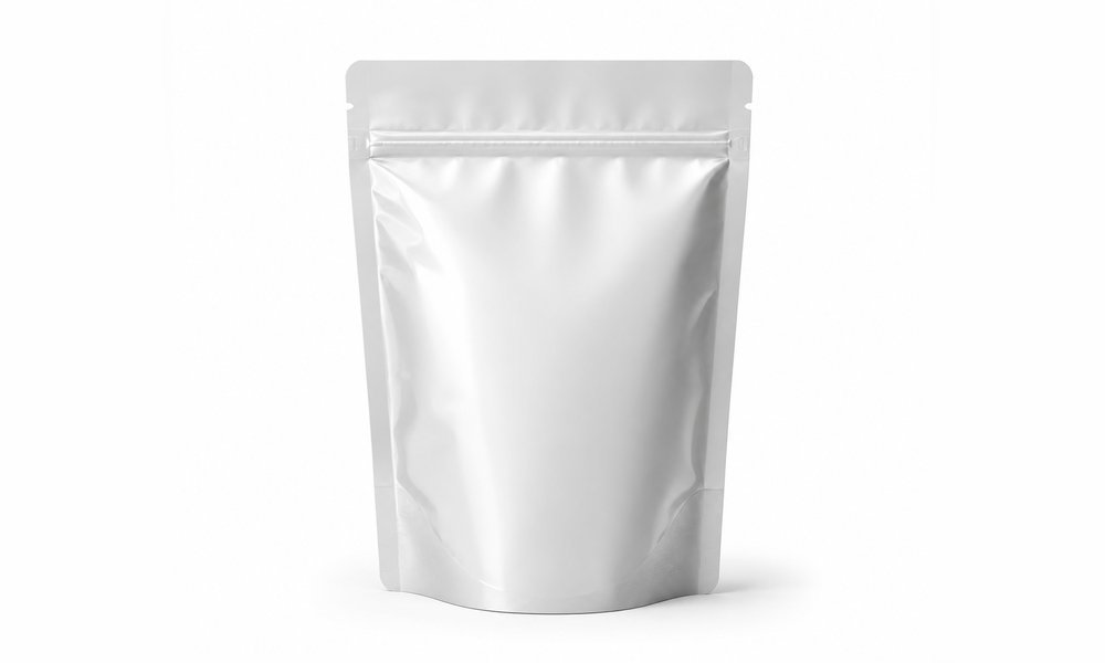 Custom printed Mylar stand-up bag with resealable zip manufactured by Elite Pack Labs